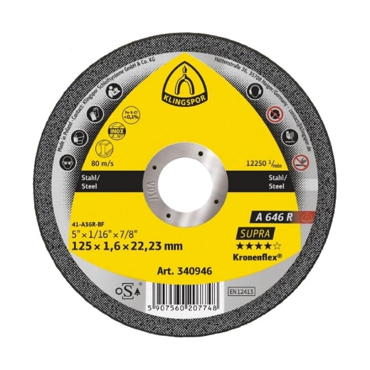 Afbeeldingen van Klingspor A 646 R Supra Kronenflex® vlakke doorslijpschijf 230x1.9x22.23mm, voor staal - 340943