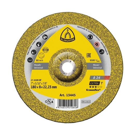 Afbeeldingen van Klingspor A 24 Extra T Kronenflex® afbraamschijf 180x8x22.23mm, voor metaal universeel - 13445