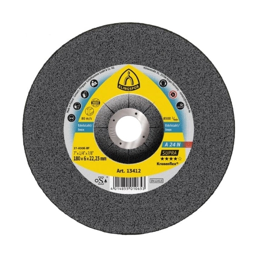 Afbeeldingen van Klingspor A 24 N Supra Kronenflex® afbraamschijf  125x6x22.23mm, voor RVS - 2922