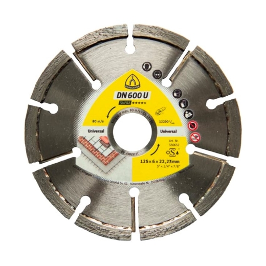 Afbeeldingen van Klingspor DN 600 U Supra voegenfrees voor stucwerk en gasbeton 115x4.5x22.23mm - 325380