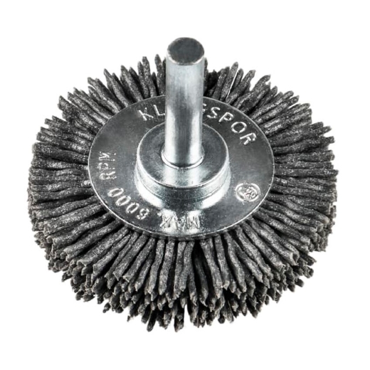 Afbeeldingen van Klingspor BRS 600 P ronde draadborstel met stift 50x9x6mm, voor RVS, metaal en hout, korrel 320 - 358366