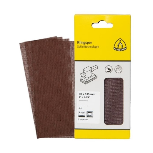 Afbeeldingen van Klingspor 5 stuks AN 400 schuurgaas waterproof met klittenband voor gips, verf, hout & composiet 103x115mm, korrel 320 - 367134