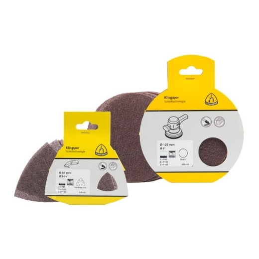 Afbeeldingen van Klingspor AN 400 set schuurgaasschijven waterproof met klittenband voor gips, verf, hout en composiet 125mm, 2x korrel 80,120,180 - 367328