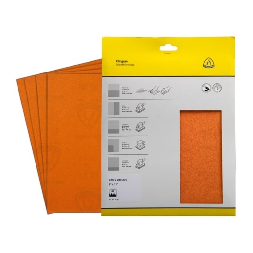Afbeeldingen van Klingspor 5 stuks PL 31 B schuurvel met papieren onderlaag voor verf, plamuur & hout 230x280mm, korrel 240 - 241780