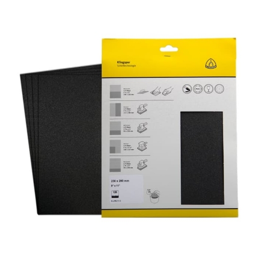 Afbeeldingen van Klingspor 5 stuks PS 11 C schuurvel met papieren onderlaag voor verf, plamuur en kunststof 230x280mm, korrel 120 - 241787