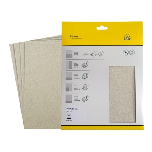 Afbeeldingen van Klingspor 5 stuks PS 33 B schuurvel met papieren onderlaag voor hout, verf & plamuur 230x280mm, korrel 240 - 371922