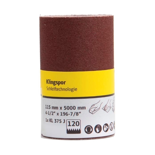 Afbeeldingen van Klingspor KL 375 J schuurrol met linnen onderlaag voor hout & metaal 115mmx5m, korrel 180 - 301052