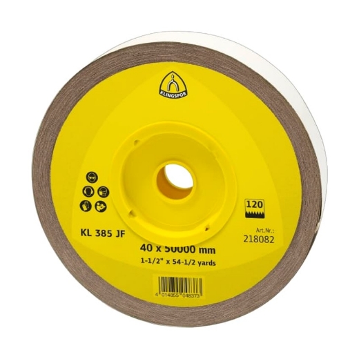 Afbeeldingen van Klingspor KL 385 JF schuurrol met linnen onderlaag voor metaal 25mmx50m, korrel 120 - 218199