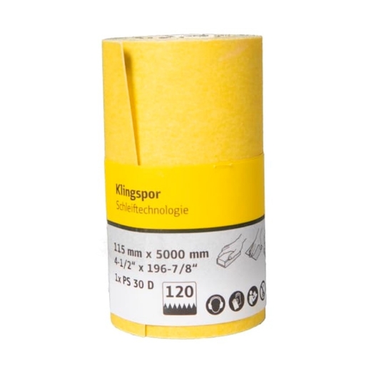 Afbeeldingen van Klingspor PS 30 D schuurrol met papieren onderlaag voor hout, verf en plamuur 115mmx5m, korrel 40 - 294308