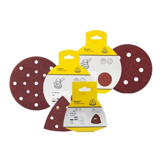 Afbeeldingen van Klingspor 2 stuks PS 22 K set schuurschijven met papieren onderlaag en klittenband voor hout & metaal 150mm, korrel 40|80|120, vorm GLS5 - 241630