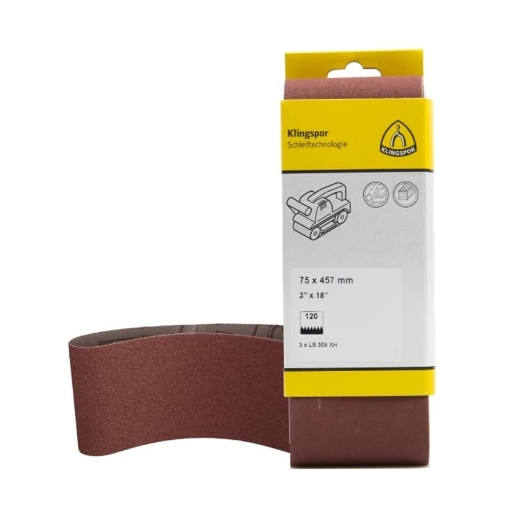 Afbeeldingen van Klingspor 3 stuks LS 309 XH schuurband voor hout, metaal & non-ferro metaal 75x533mm, korrel 120 - 7022