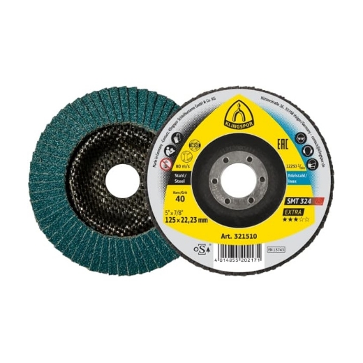 Afbeeldingen van Klingspor SMT 324 Extra lamellenschijf vlak voor staal & RVS 115x22.23mm, korrel 80 - 321649