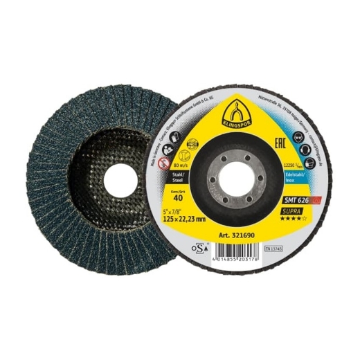 Afbeeldingen van Klingspor SMT 626 Supra lamellenschijf bol voor staal & RVS 125x22.23mm, korrel 120 - 321684