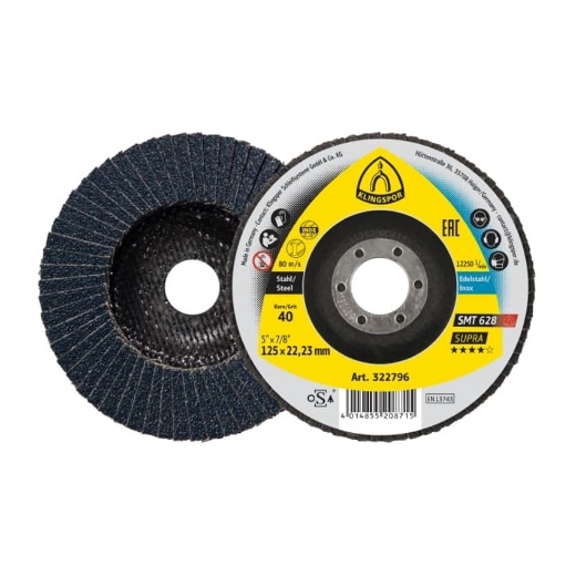 Afbeeldingen van Klingspor SMT 628 Supra lamellenschijf vlak voor staal & RVS 125x22.23mm, korrel 80 - 322799