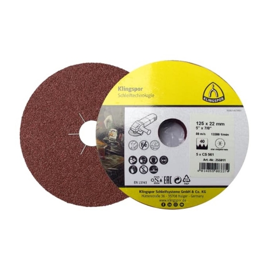 Afbeeldingen van Klingspor 5 stuks CS 561 fiberschijf met ster gat voor staal, non-ferro metalen & metaal 115x22mm, korrel 24 - 255905