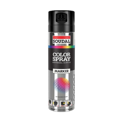 Afbeeldingen van Soudal Color Spray Marker zwart 500ml - 157390