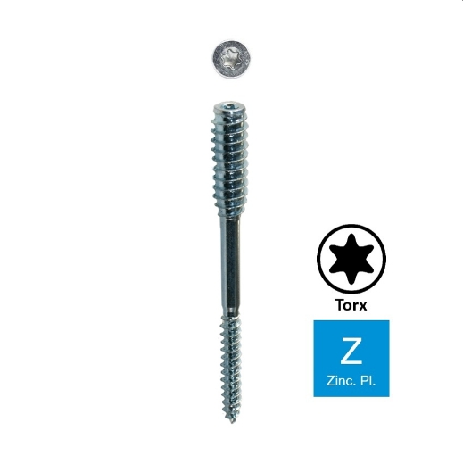 Afbeeldingen van Afstandschroef lange versie Torx TX25 zonder kop 6x180 Zn