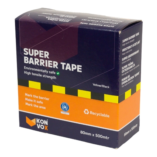 Afbeeldingen van Konvox signalisatieband geel/zwart 80mmx500m - 2120168
