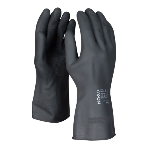 Afbeeldingen van Ox-on 6300 latex handschoen chemical comfort zwart m10 - 5691053