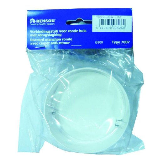 Afbeeldingen van Renson 7007 pvc verbindingsstuk + terugslagklep ø125 wit - 4025921
