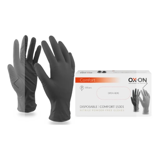 Afbeeldingen van Ox-on 15301 wegwerp nitril comfort zwart m8 (100) - 5691129