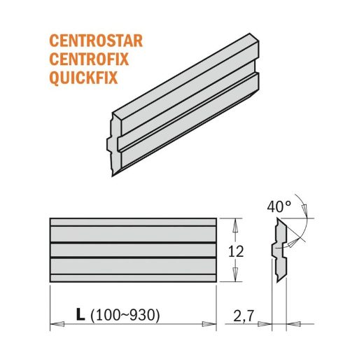 Afbeeldingen van CMT Centrostar,Centrofix,Quickfix schaafmes HPS 630x12x2,7 - 795.630.12