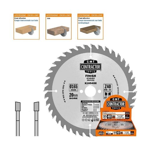 Afbeeldingen van CMT Universeel Contractor zaag met hardmetalen tanden, CMT - K16540H-X10