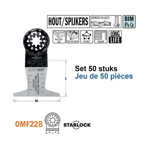 Afbeeldingen van CMT Multitoolzaagblad voor hout met spijkers, 65mm - OMF228-X50
