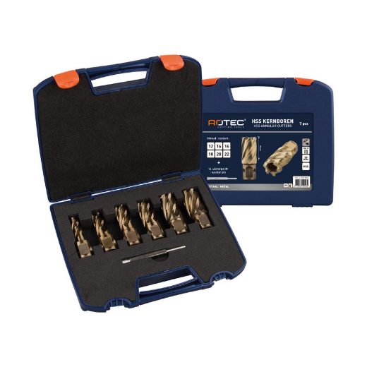 Afbeeldingen van Rotec frees, 7 pc HSS-XE Ann. cutter set GOLD-LINE '537', UNI 19, ø12-22 - 537.9000