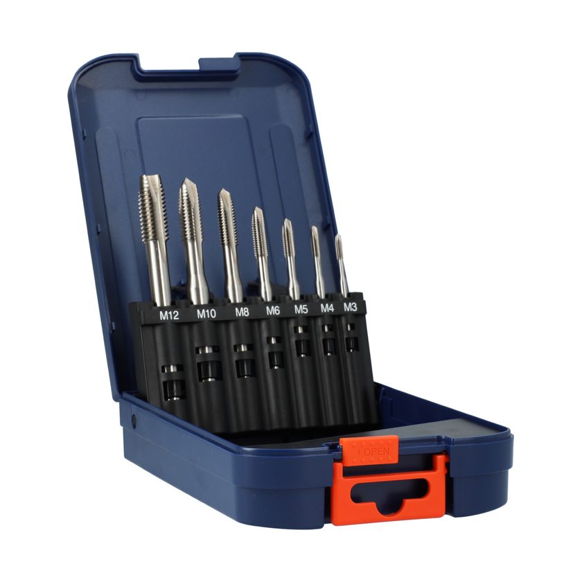 Afbeeldingen van Rotec machinetap, 7-delige HSS-E machinetappenset '320', doorlopende gaten, M3-M12 - 900.2007