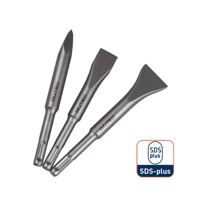 Afbeeldingen van Rotec SDS-Plus betonboor, 3 pc SDS-plus chisel set (point/flat/spade), 140 mm - 215.0100