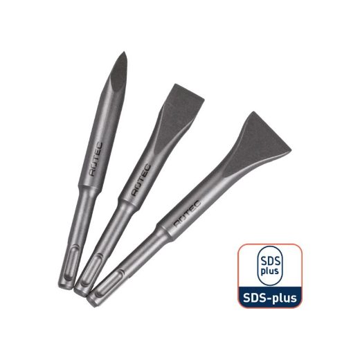 Afbeeldingen van Rotec SDS-Plus betonboor, 3 pc SDS-plus chisel set (point/flat/spade), 140 mm - 215.0100