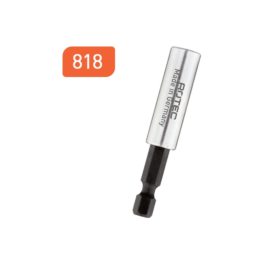 Afbeeldingen van Rotec toebehoren, Bit holder E6.3x60, magn., sleeve ø11x35, with C-ring (per 10 st) - 818.0010
