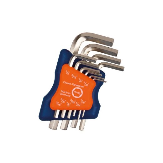 Afbeeldingen van Rotec inbussleutel, 10-delige set, vernikkeld, kort, HEX 1/16" - 3/8" - 878.9006