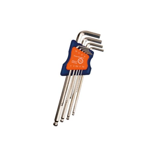Afbeeldingen van Rotec inbussleutel, 9-delige kogelkop set, vernikkeld, lang, HEX 1,5-10 - 882.4003
