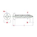 Afbeeldingen van PGB-Fasteners plaatschroef Philips PH2 met volledige draad Din 7981 4.2x32 inox A2