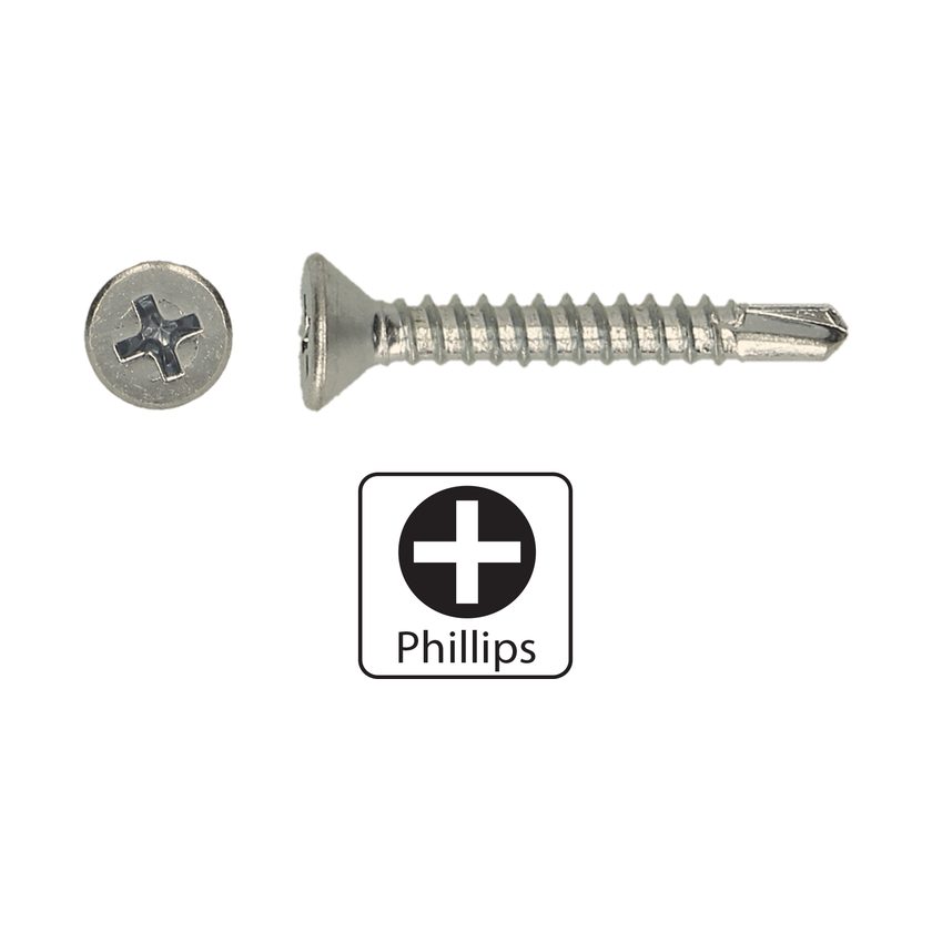 Afbeeldingen van PGB-Fasteners zelfborende schroef Philips PH2 met volledige draad Din 7504 3.9x38 inox A2
