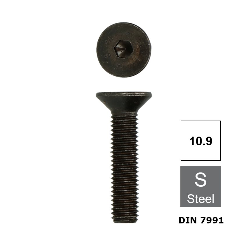 Verzonken kop Blank staal 10.9 DIN 7991