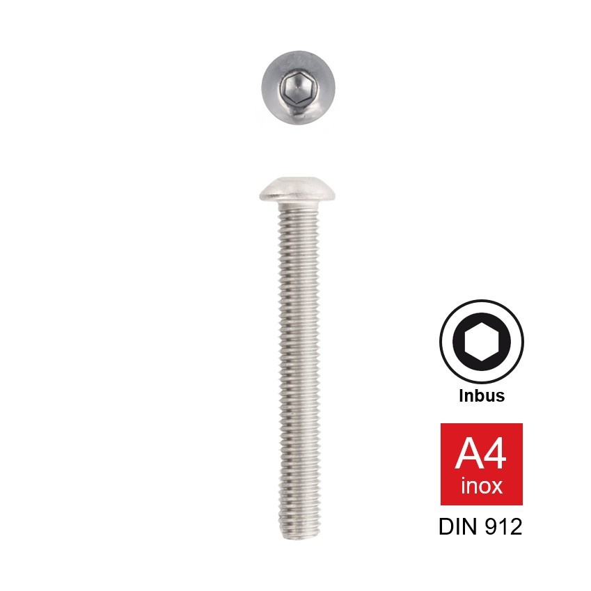 Laagbolkopschroef Inox A4 ISO 7380-1