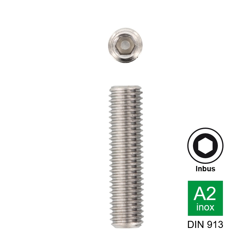 Stelschroef platte punt Inox A2 DIN 913