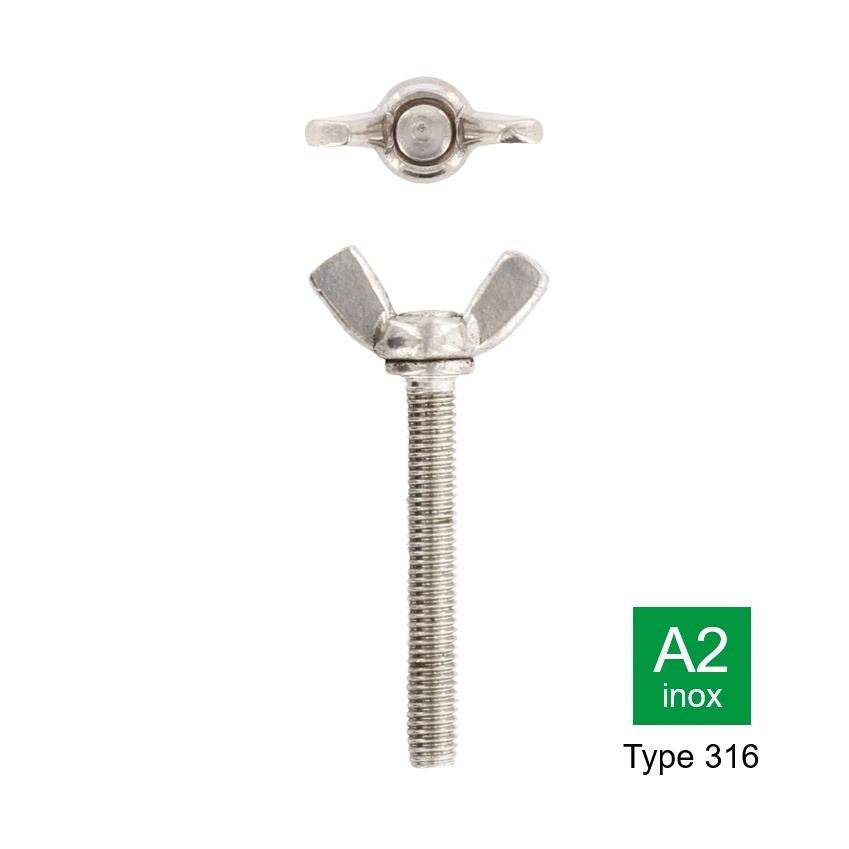 Vleugelschroef Amerikaans model type 316 inox A2