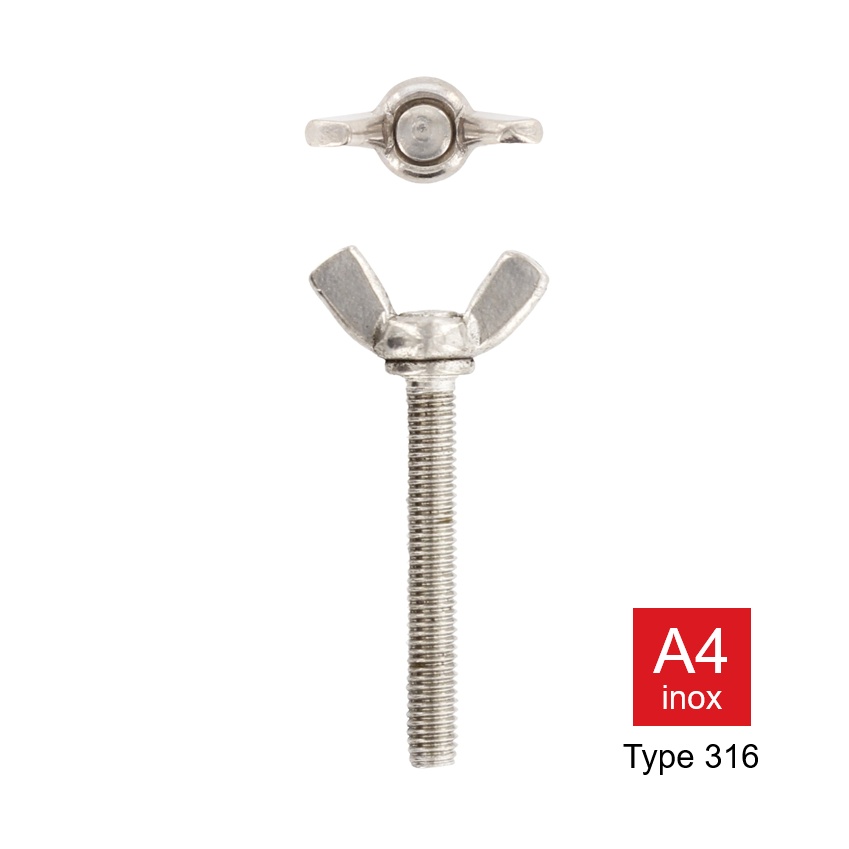 Vleugelschroef Amerikaans model type 316 inox A4