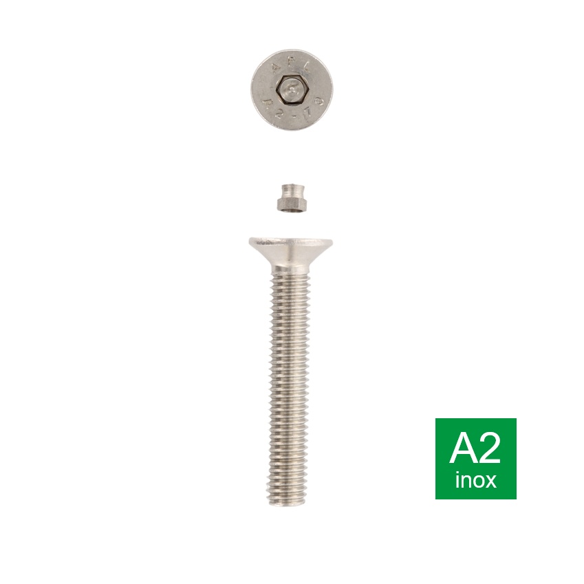 Veiligheidsbout met inbusaandrijving met plug en verzonken kop inox A2