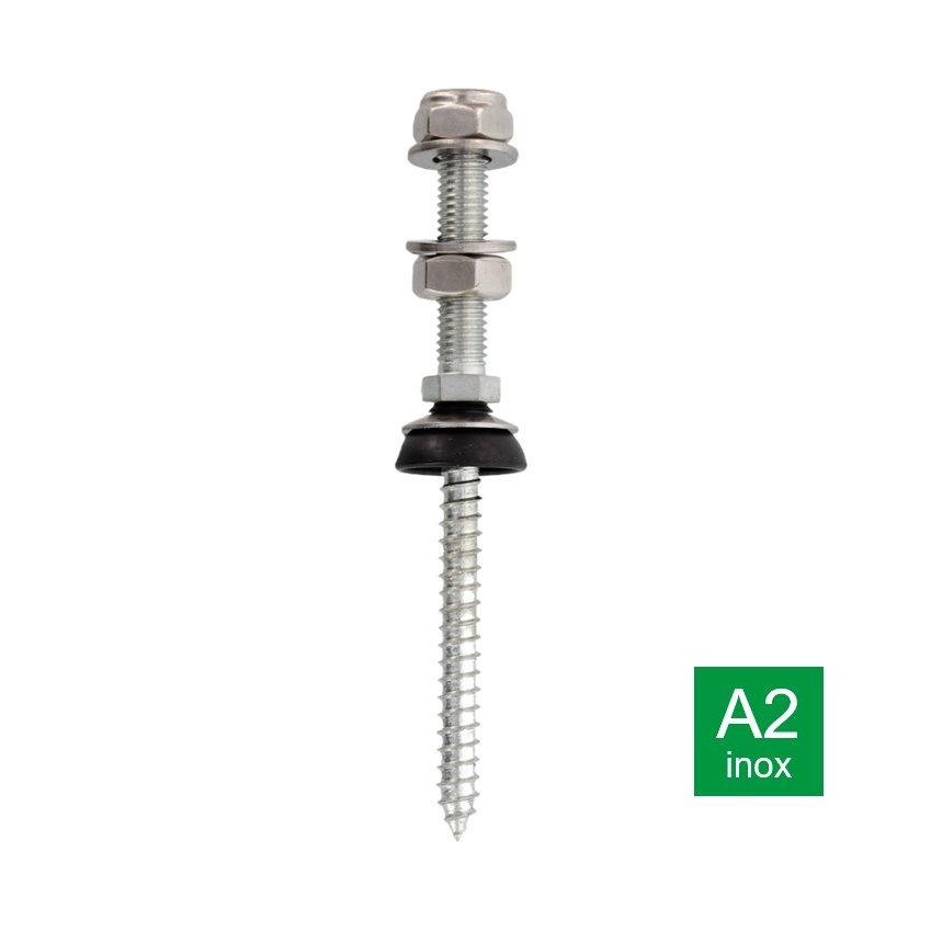 Zonnepaneel bevestiging met punt en EPDM parasolring 25mm inox A2