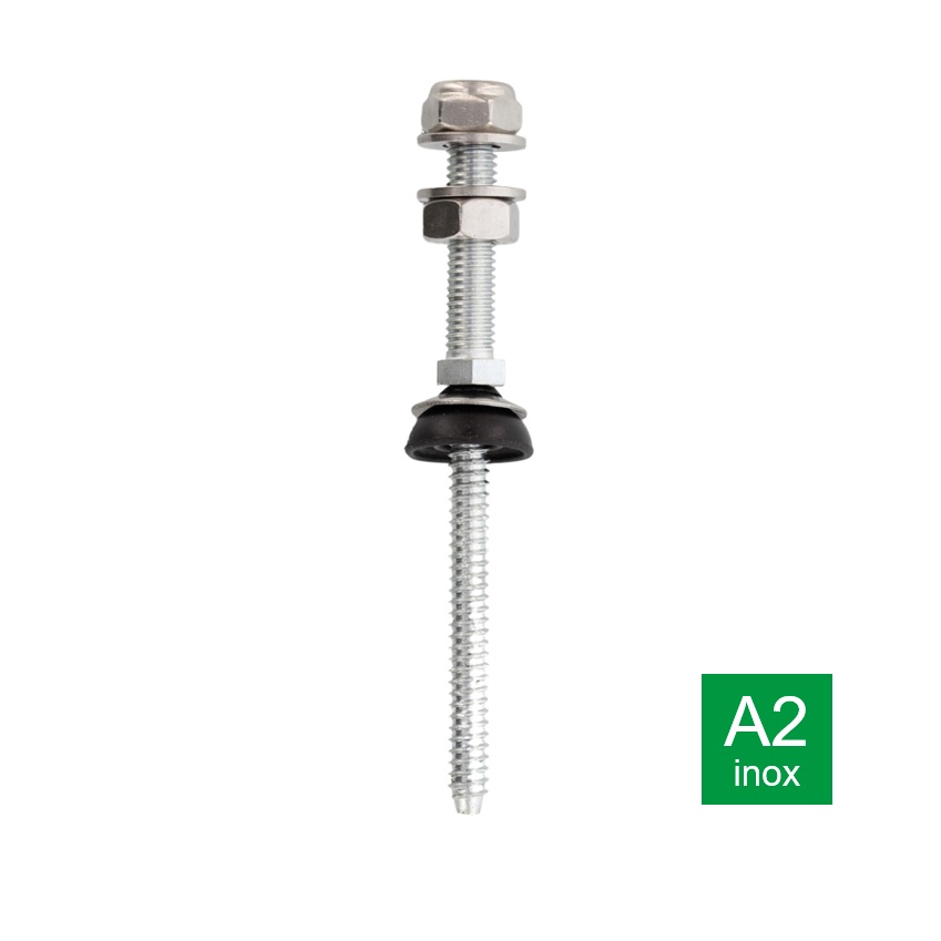 Zonnepaneel bevestiging met kegelpunt en EPDM parasolring 25mm inox A2