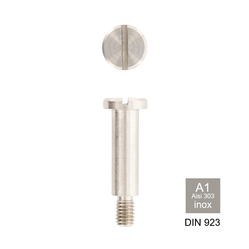 Pankopschroef met sleuf en rechte kraag Din 923 inox A1 - AISI 303