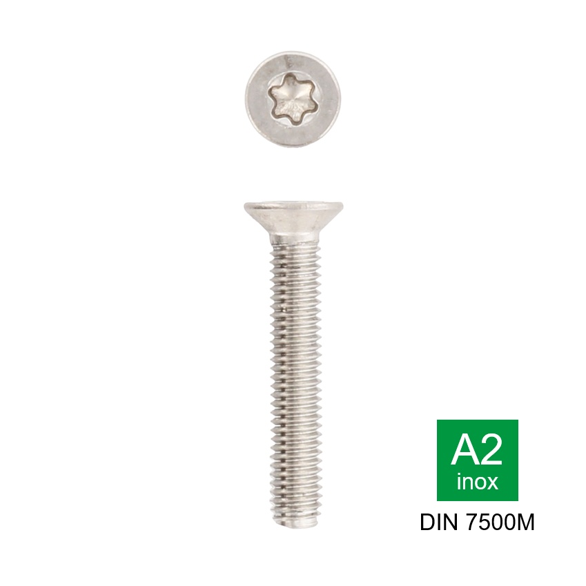 Zelf draadtappende bout met verzonken kop Torx Din 7500M inox A2