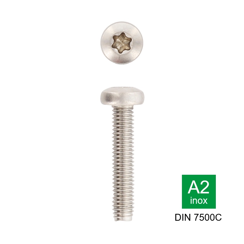 Zelf draadtappende bout met cilinderkop Torx Din 7500C inox A2